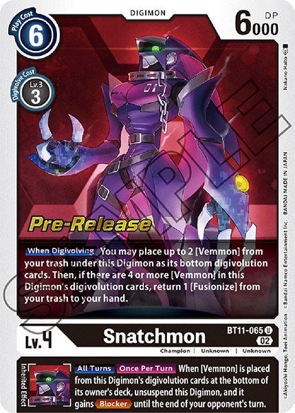 Snatchmon [BT11-065] [Dimensional Phase Pre-Release Promos] | Shuffle n Cut Hobbies & Games