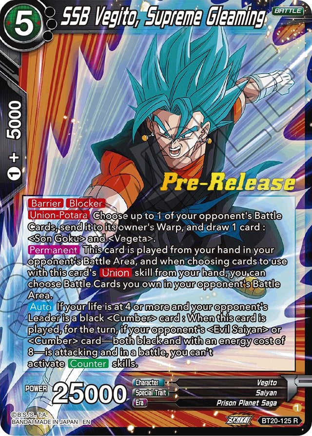 SSB Vegito, Supreme Gleaming (BT20-125) [Power Absorbed Prerelease Promos] | Shuffle n Cut Hobbies & Games