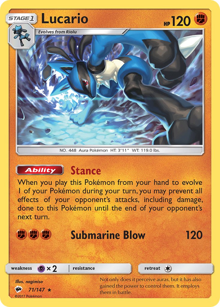 Lucario (71/147) (Theme Deck Exclusive) [Sun & Moon: Burning Shadows] | Shuffle n Cut Hobbies & Games