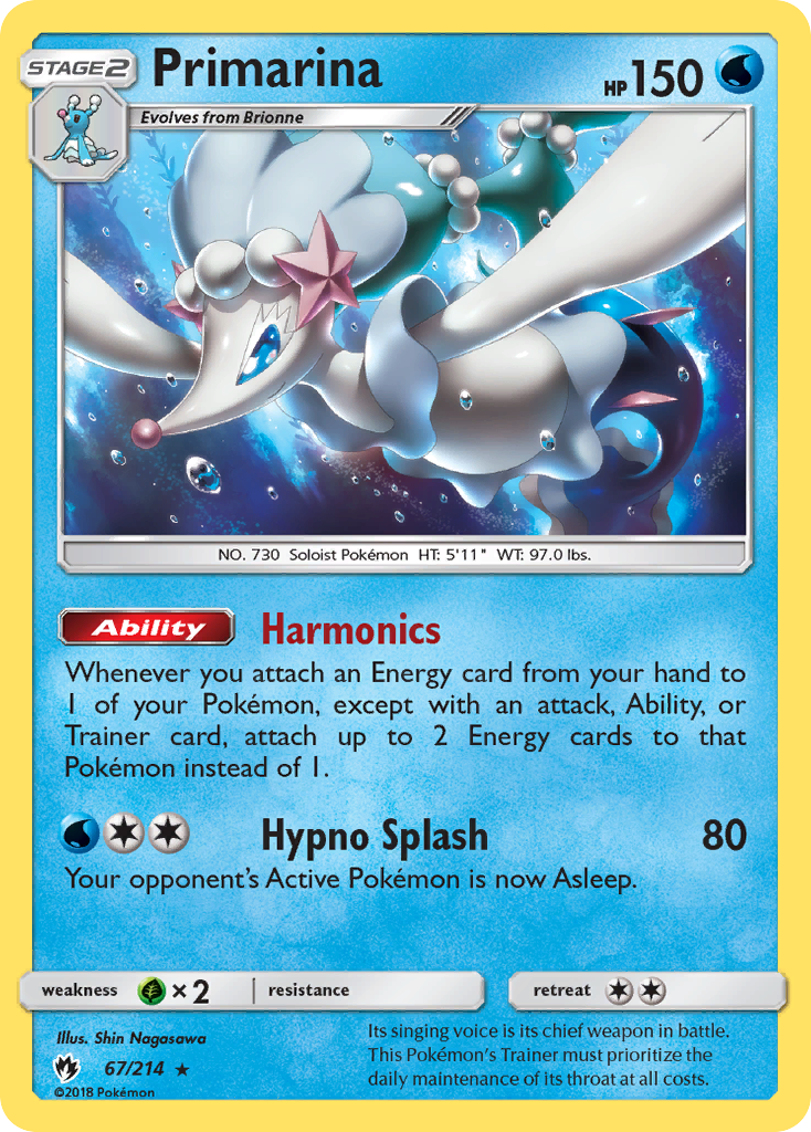 Primarina (67/214) [Sun & Moon: Lost Thunder] | Shuffle n Cut Hobbies & Games