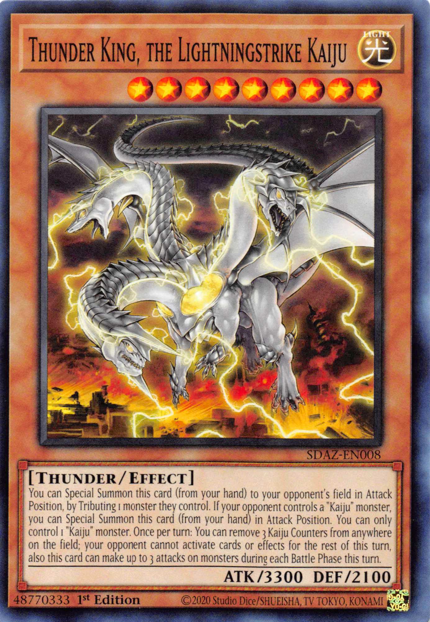 Thunder King, the Lightningstrike Kaiju [SDAZ-EN008] Common | Shuffle n Cut Hobbies & Games