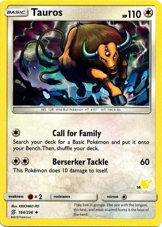 Tauros (164/236) (Pikachu Stamp #14) [Battle Academy 2020] | Shuffle n Cut Hobbies & Games