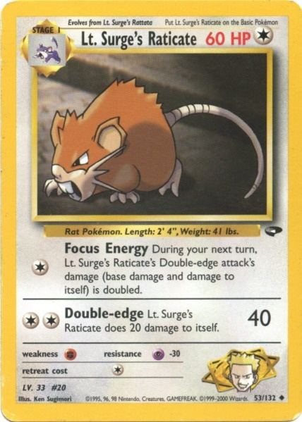 Lt. Surge's Raticate (53/132) [Gym Challenge Unlimited] | Shuffle n Cut Hobbies & Games