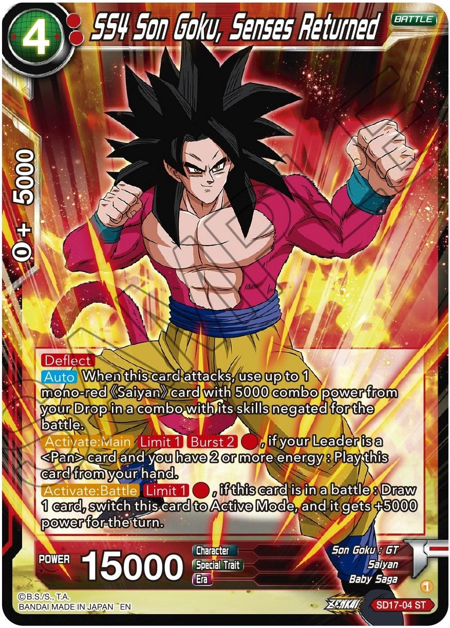 SS4 Son Goku, Senses Returned (SD17-04) [Dawn of the Z-Legends] | Shuffle n Cut Hobbies & Games