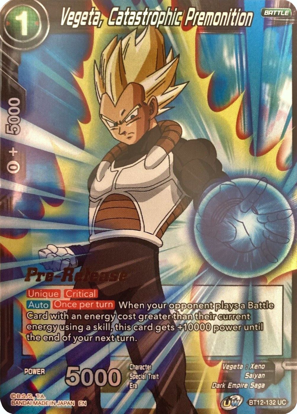 Vegeta, Catastrophic Premonition (BT12-132) [Vicious Rejuvenation Prerelease Promos] | Shuffle n Cut Hobbies & Games