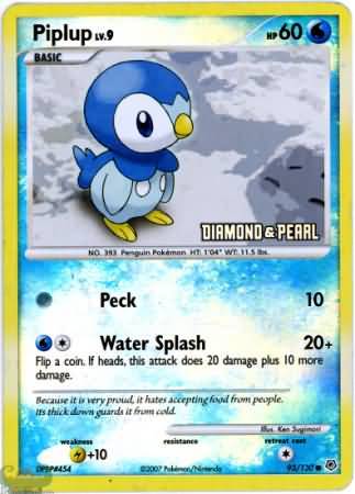 Piplup (93/130) [Burger King Promos: 2008 Collection] | Shuffle n Cut Hobbies & Games