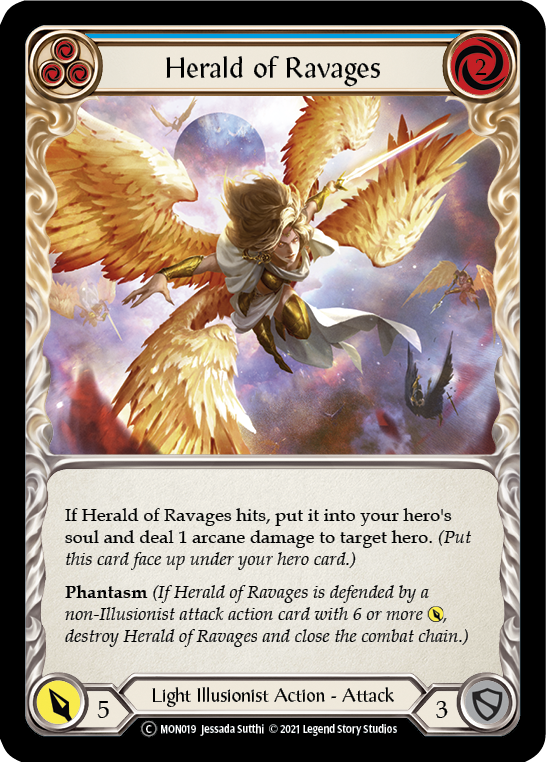 Herald of Ravages (Blue) (Rainbow Foil) [U-MON019-RF] Unlimited Edition Rainbow Foil | Shuffle n Cut Hobbies & Games