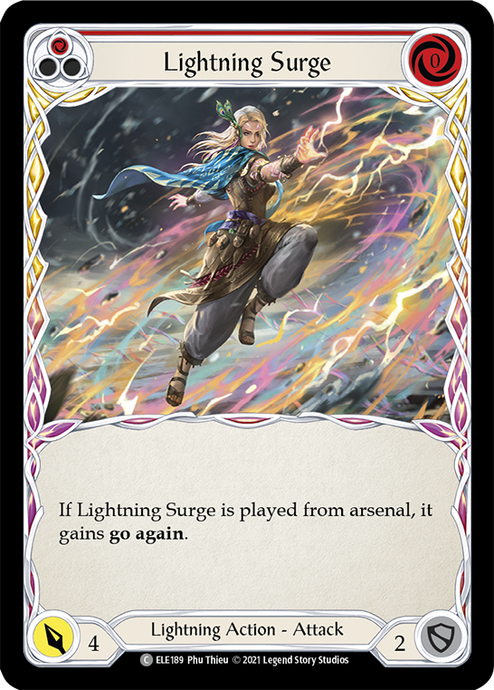 Lightning Surge (Red) [ELE189] (Tales of Aria)  1st Edition Rainbow Foil | Shuffle n Cut Hobbies & Games