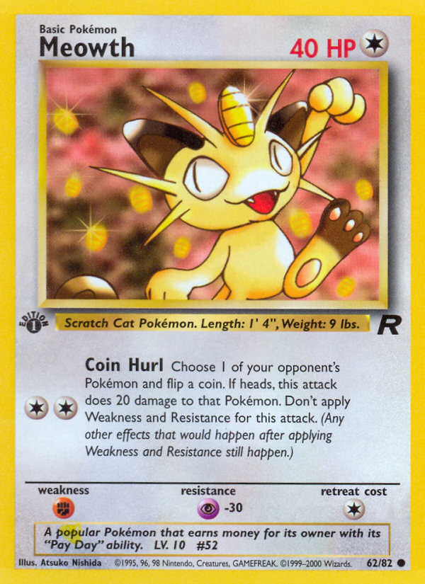 Meowth (62/82) [Team Rocket 1st Edition] | Shuffle n Cut Hobbies & Games