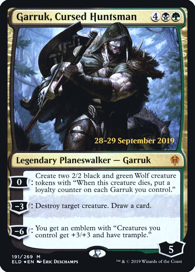 Garruk, Cursed Huntsman [Throne of Eldraine Prerelease Promos] | Shuffle n Cut Hobbies & Games