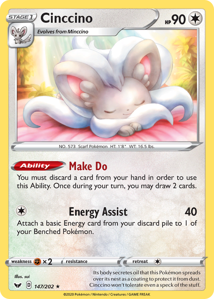 Cinccino (147/202) [Sword & Shield: Base Set] | Shuffle n Cut Hobbies & Games