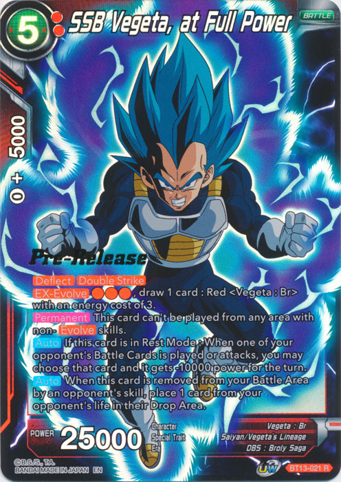 SSB Vegeta, at Full Power (BT13-021) [Supreme Rivalry Prerelease Promos] | Shuffle n Cut Hobbies & Games