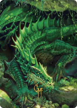 Lurking Green Dragon Art Card (Gold-Stamped Signature) [Commander Legends: Battle for Baldur's Gate Art Series] | Shuffle n Cut Hobbies & Games