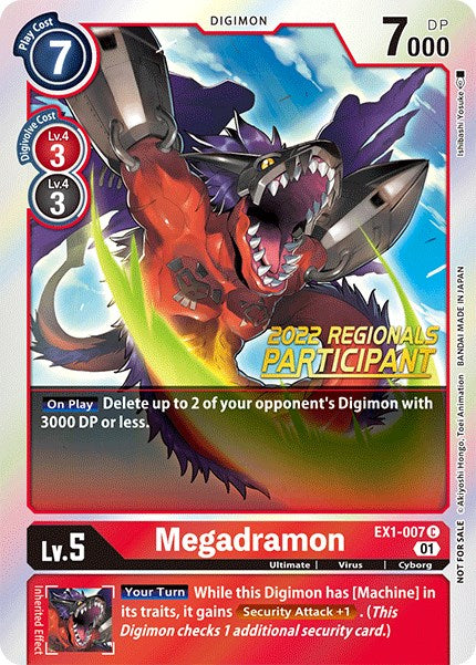 Megadramon [EX1-007] (2022 Championship Online Regional) (Online Participant) [Classic Collection Promos] | Shuffle n Cut Hobbies & Games