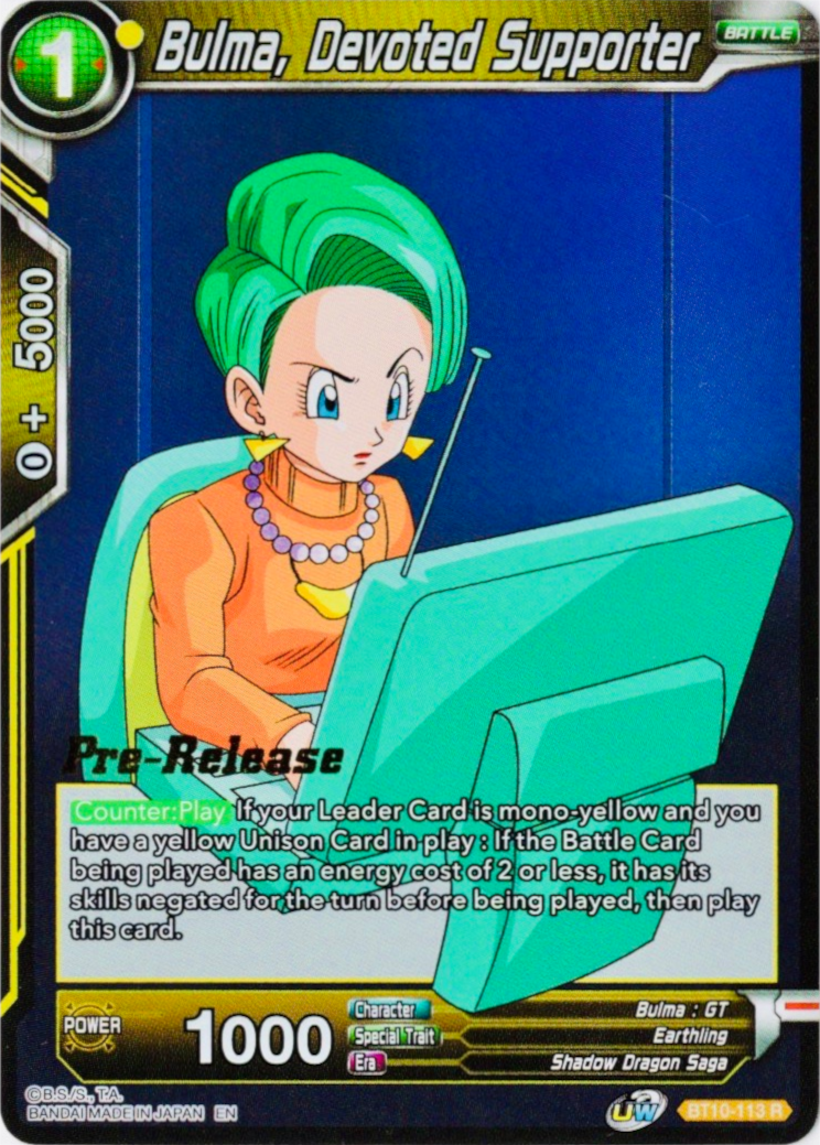 Bulma, Devoted Supporter (BT10-113) [Rise of the Unison Warrior Prerelease Promos] | Shuffle n Cut Hobbies & Games