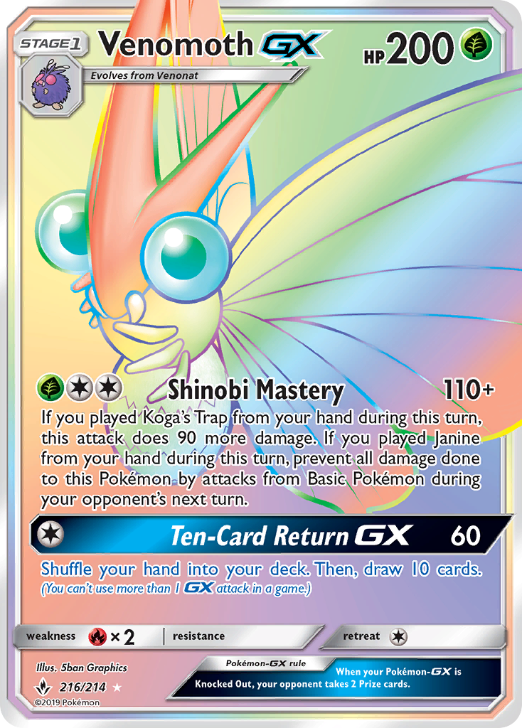 Venomoth GX (216/214) [Sun & Moon: Unbroken Bonds] | Shuffle n Cut Hobbies & Games