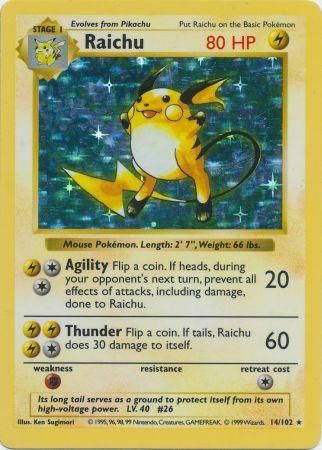 Raichu (14/102) [Base Set Shadowless Unlimited] | Shuffle n Cut Hobbies & Games