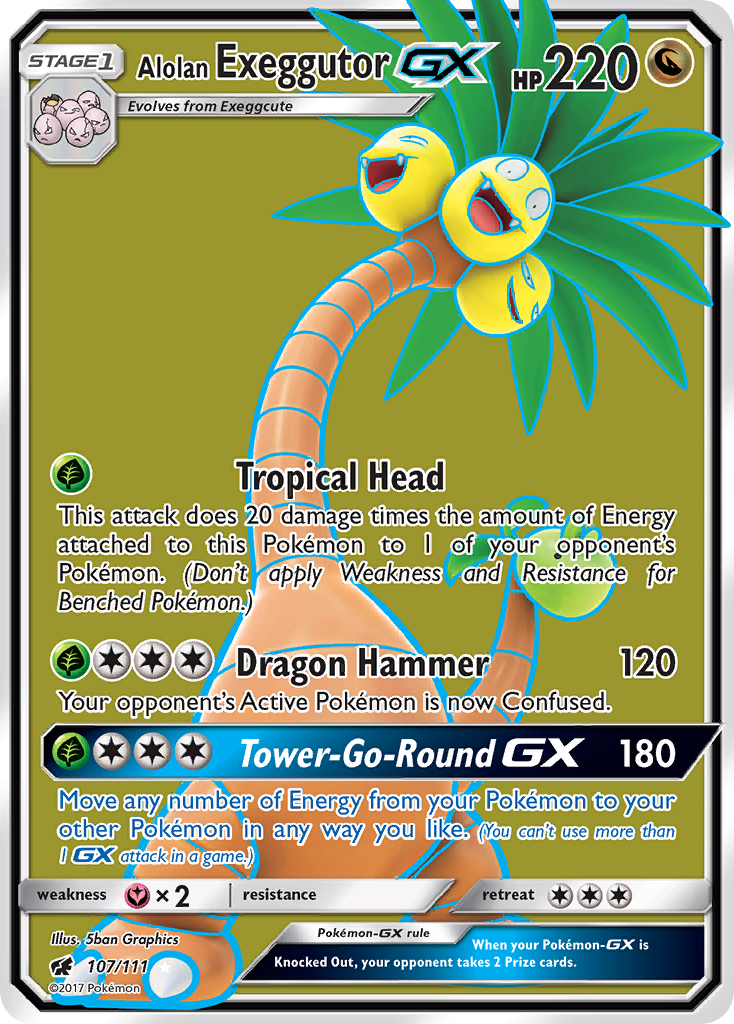 Alolan Exeggutor GX (107/111) [Sun & Moon: Crimson Invasion] | Shuffle n Cut Hobbies & Games