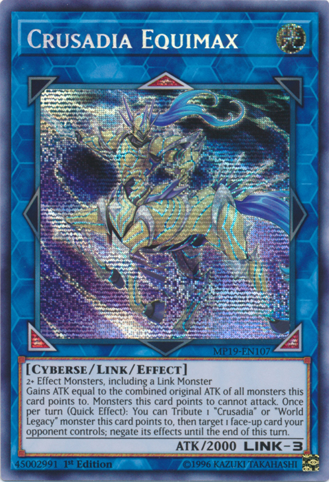 Crusadia Equimax [MP19-EN107] Prismatic Secret Rare | Shuffle n Cut Hobbies & Games