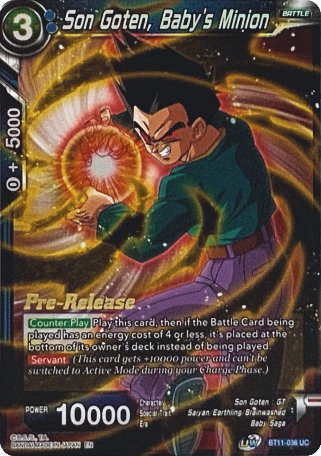 Son Goten, Baby's Minion (BT11-036) [Vermilion Bloodline Prerelease Promos] | Shuffle n Cut Hobbies & Games