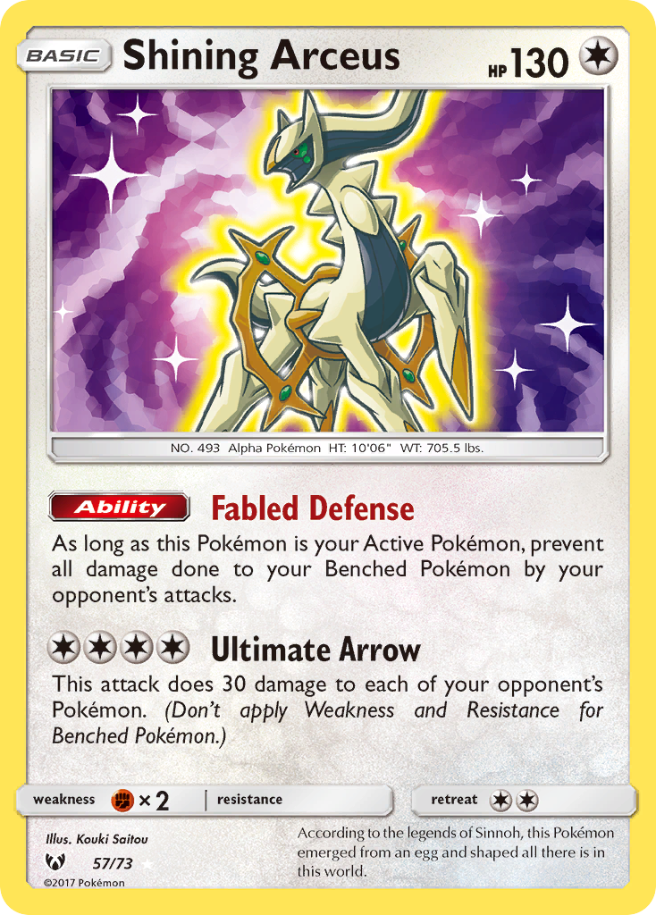 Shining Arceus (57/73) [Sun & Moon: Shining Legends] | Shuffle n Cut Hobbies & Games