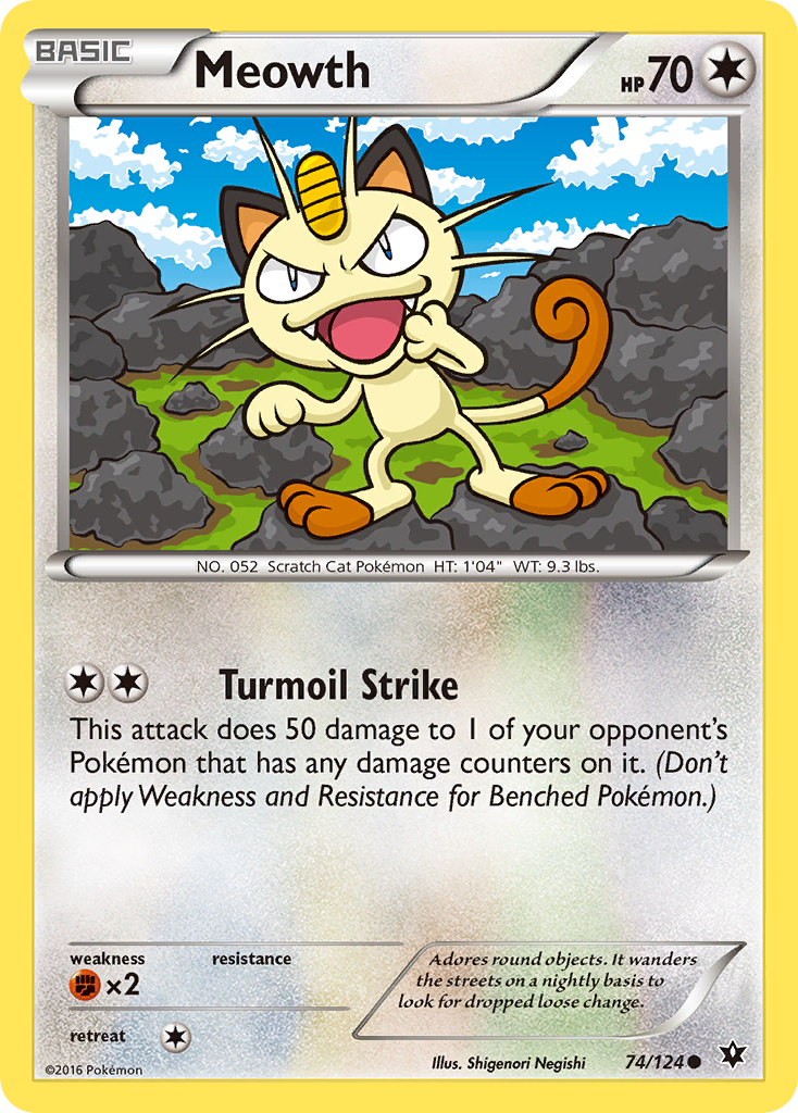 Meowth (74/124) [XY: Fates Collide] | Shuffle n Cut Hobbies & Games