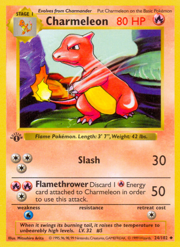 Charmeleon (24/102) (Shadowless) [Base Set 1st Edition] | Shuffle n Cut Hobbies & Games