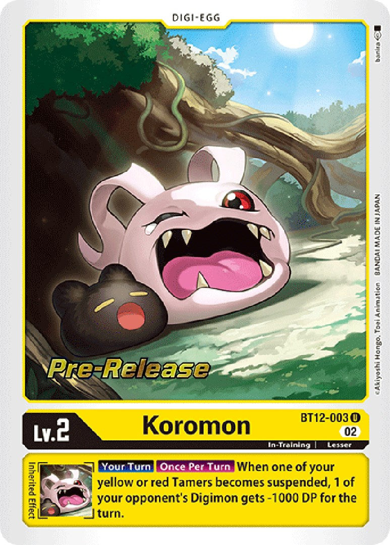 Koromon [BT12-003] [Across Time Pre-Release Cards] | Shuffle n Cut Hobbies & Games