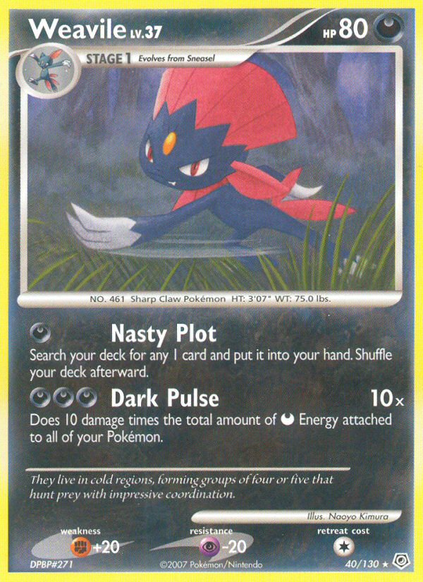 Weavile (40/130) [Diamond & Pearl: Base Set] | Shuffle n Cut Hobbies & Games