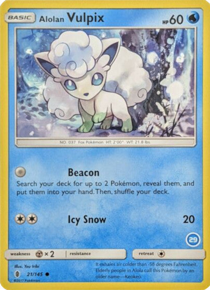 Alolan Vulpix (21/145) (Deck Exclusive #29) [Sun & Moon: Trainer Kit - Alolan Ninetales] | Shuffle n Cut Hobbies & Games