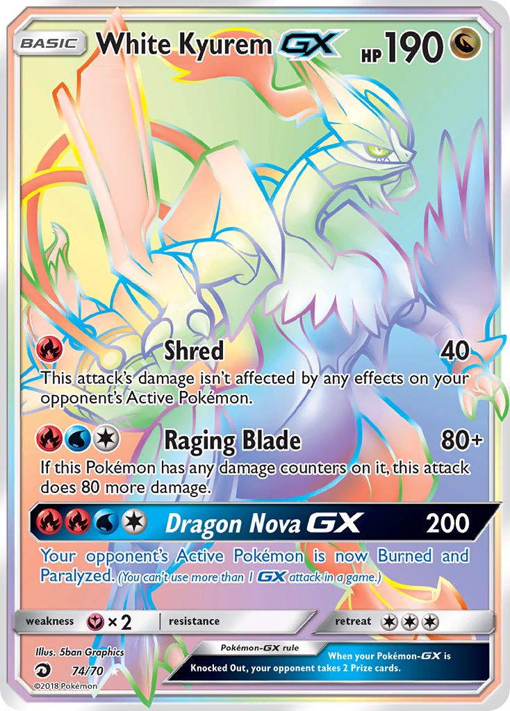 White Kyurem GX (74/70) [Sun & Moon: Dragon Majesty] | Shuffle n Cut Hobbies & Games