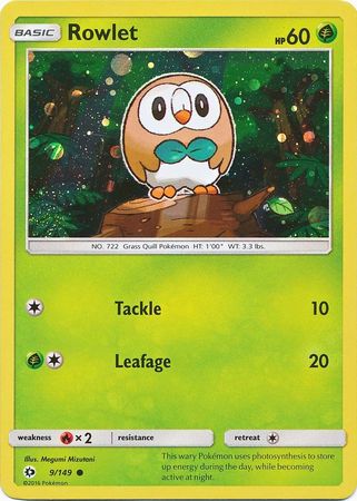 Rowlet (9/149) (Cosmos Holo) [Sun & Moon: Base Set] | Shuffle n Cut Hobbies & Games