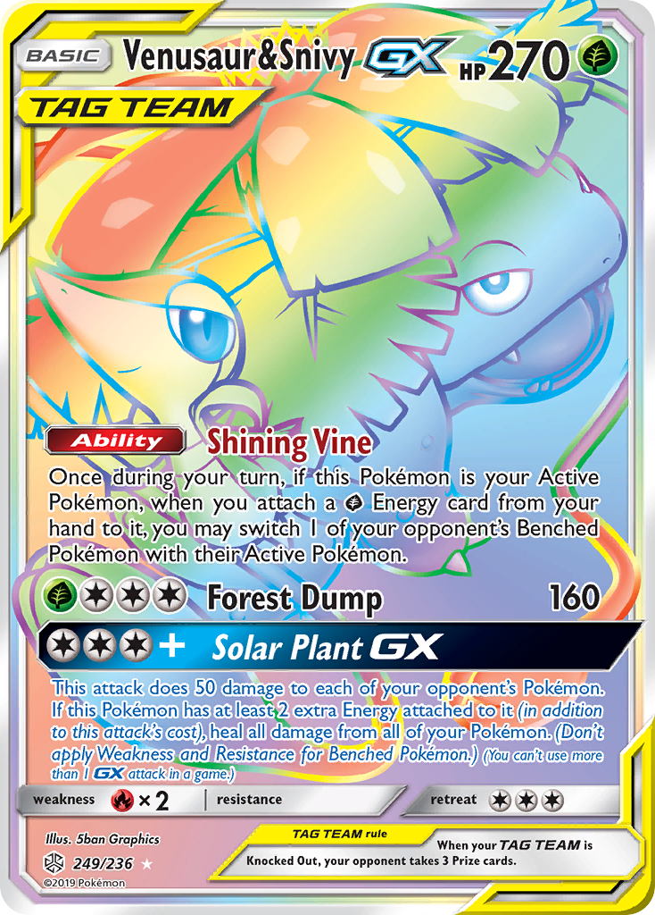 Venusaur & Snivy GX (249/236) [Sun & Moon: Cosmic Eclipse] | Shuffle n Cut Hobbies & Games