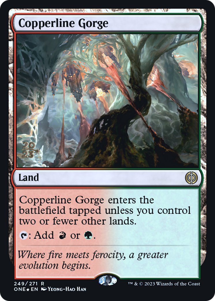 Copperline Gorge [Phyrexia: All Will Be One Prerelease Promos] | Shuffle n Cut Hobbies & Games