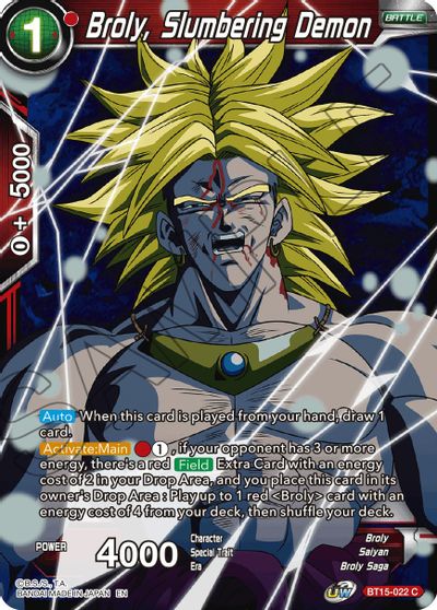 Broly, Slumbering Demon (BT15-022) [Saiyan Showdown] | Shuffle n Cut Hobbies & Games