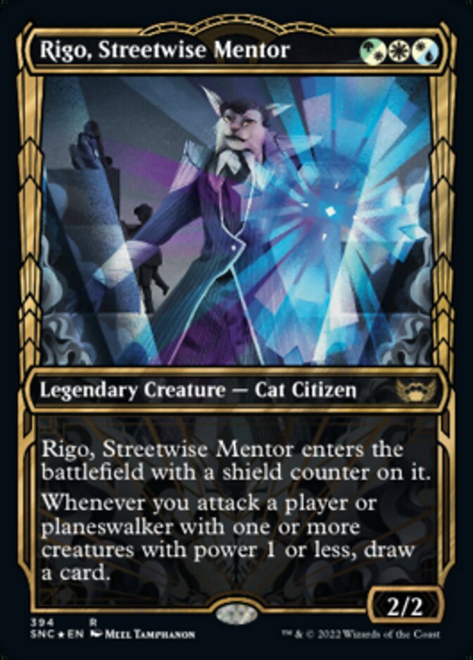 Rigo, Streetwise Mentor (Showcase Golden Age Gilded Foil) [Streets of New Capenna] | Shuffle n Cut Hobbies & Games