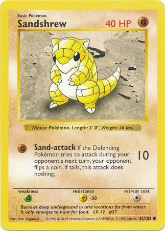 Sandshrew (62/102) [Base Set Shadowless Unlimited] | Shuffle n Cut Hobbies & Games