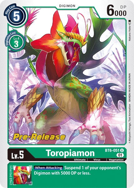 Toropiamon [BT6-051] [Double Diamond Pre-Release Cards] | Shuffle n Cut Hobbies & Games