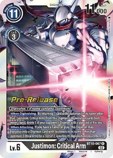 Justimon: Critical Arm [BT10-067] [Xros Encounter Pre-Release Cards] | Shuffle n Cut Hobbies & Games