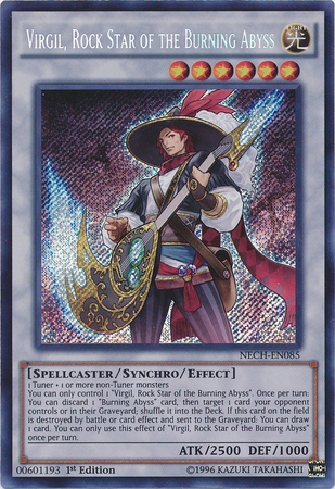 Virgil, Rock Star of the Burning Abyss [NECH-EN085] Secret Rare | Shuffle n Cut Hobbies & Games