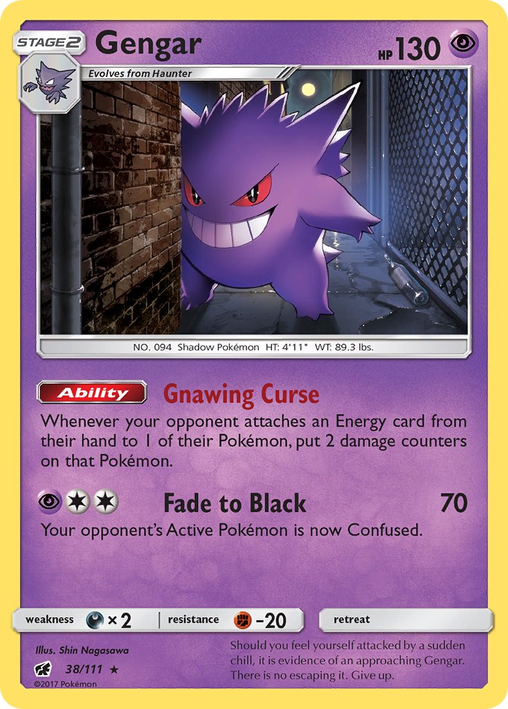 Gengar (38/111) (Prerelease Kit Exclusive) (Theme Deck Exclusive) [Sun & Moon: Crimson Invasion] | Shuffle n Cut Hobbies & Games