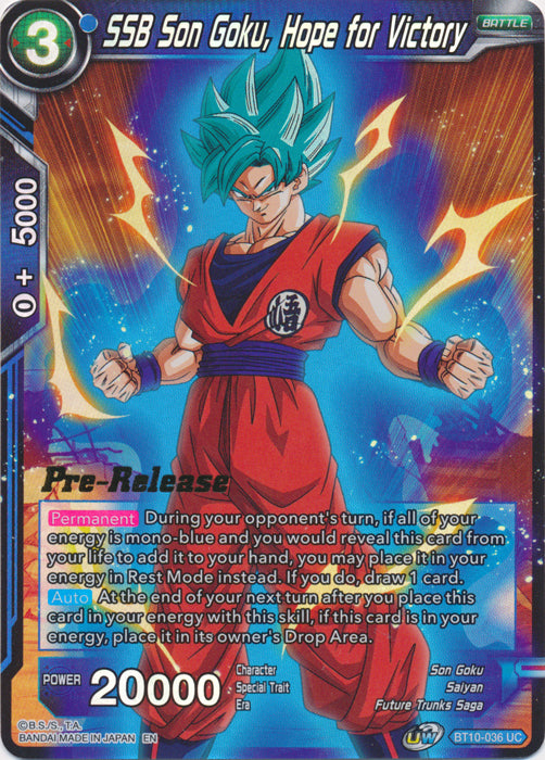 SSB Son Goku, Hope for Victory (BT10-036) [Rise of the Unison Warrior Prerelease Promos] | Shuffle n Cut Hobbies & Games