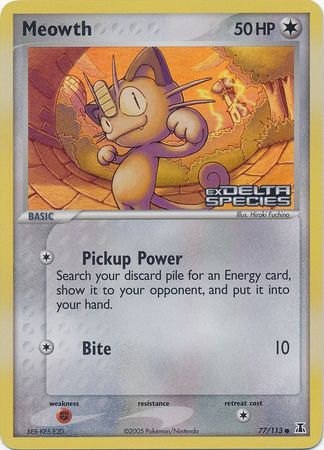 Meowth (77/113) (Stamped) [EX: Delta Species] | Shuffle n Cut Hobbies & Games