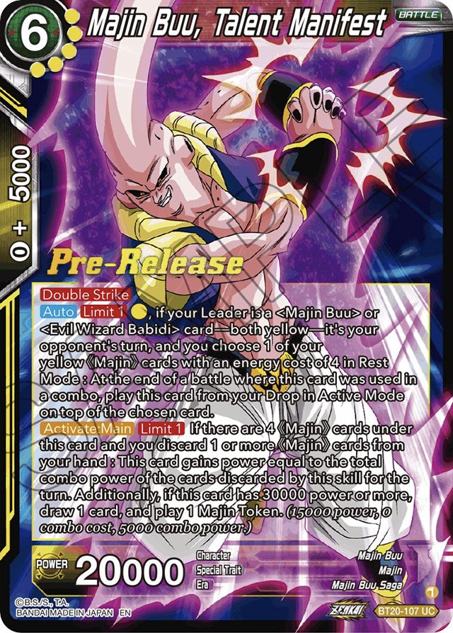 Majin Buu, Talent Manifest (BT20-107) [Power Absorbed Prerelease Promos] | Shuffle n Cut Hobbies & Games