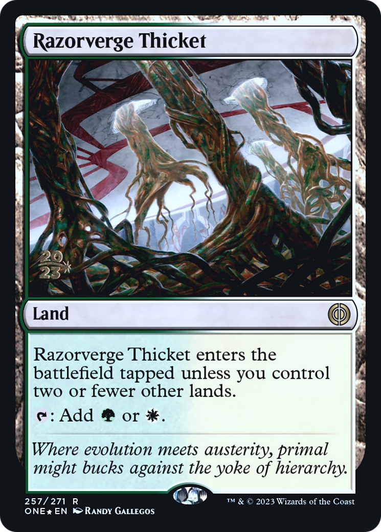 Razorverge Thicket [Phyrexia: All Will Be One Prerelease Promos] | Shuffle n Cut Hobbies & Games