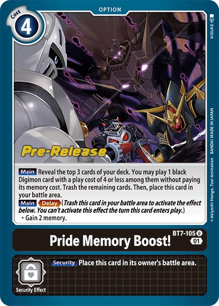 Pride Memory Boost! [BT7-105] [Next Adventure Pre-Release Cards] | Shuffle n Cut Hobbies & Games