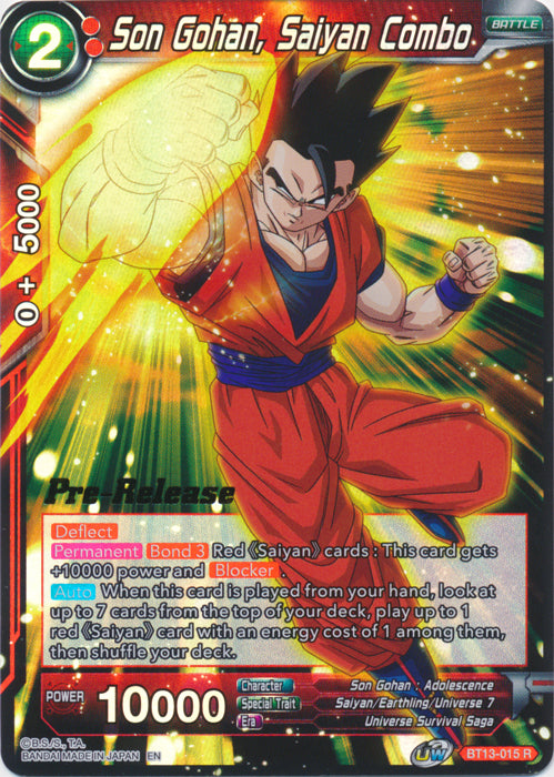 Son Gohan, Saiyan Combo (BT13-015) [Supreme Rivalry Prerelease Promos] | Shuffle n Cut Hobbies & Games