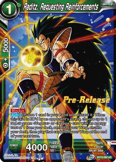 Raditz, Requesting Reinforcements (BT15-065) [Saiyan Showdown Prerelease Promos] | Shuffle n Cut Hobbies & Games