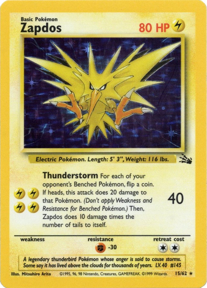 Zapdos (15/62) [Fossil Unlimited] | Shuffle n Cut Hobbies & Games