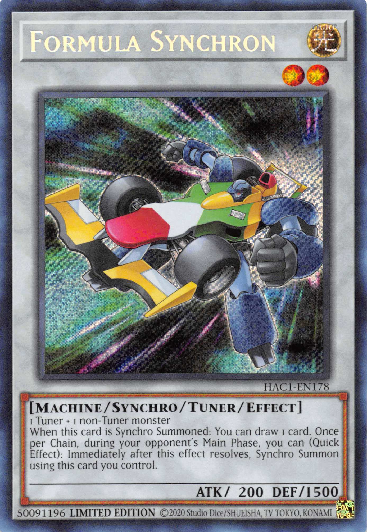 Formula Synchron [HAC1-EN178] Secret Rare | Shuffle n Cut Hobbies & Games